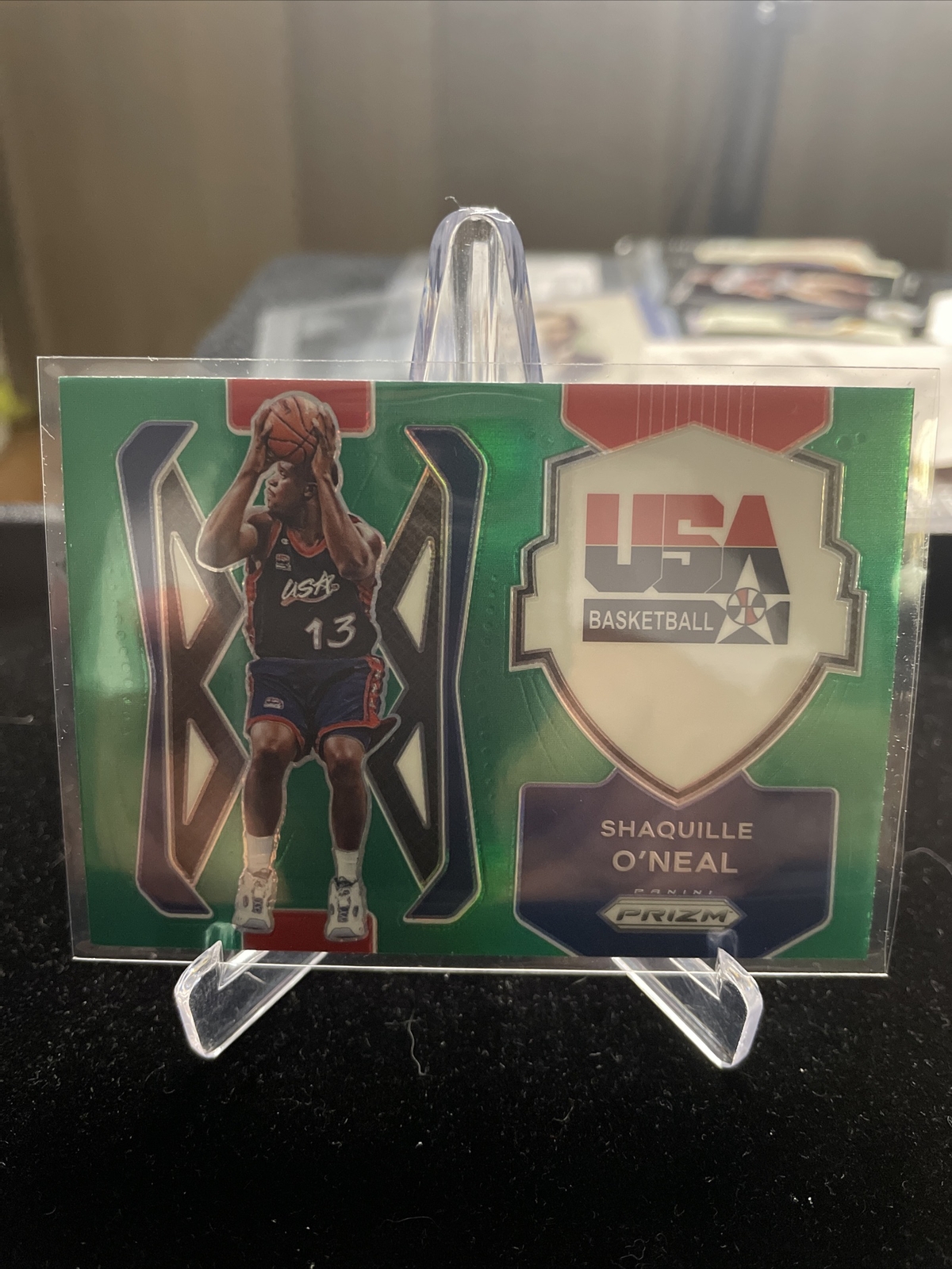 2021-22 PANINI PRIZM SHAQUILLE O'NEAL USA BASKETBALL GREEN PRIZM #10