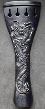 Handmade Carved Ebony violin tailpiece 4/4. Dragon High Relief design  2