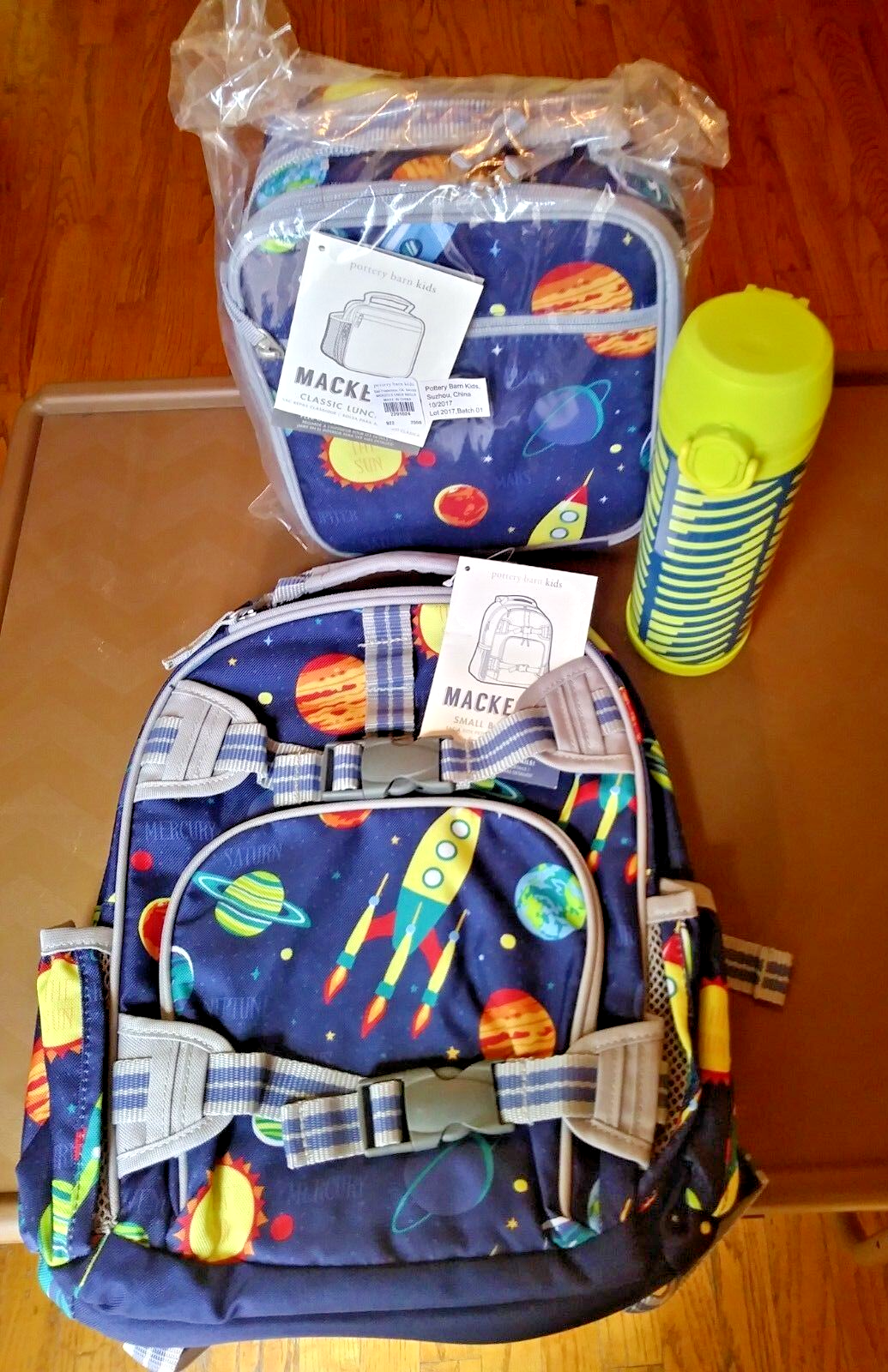 PONY Zaino Pottery Barn scuola Disney Solar System + LUNCH BOX + spazio bottiglia acqua.