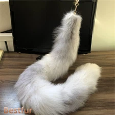 28"39"47" Real Cross Fox Fur Tail Keychain Pendant Handbag Pendant Cosplay Toys