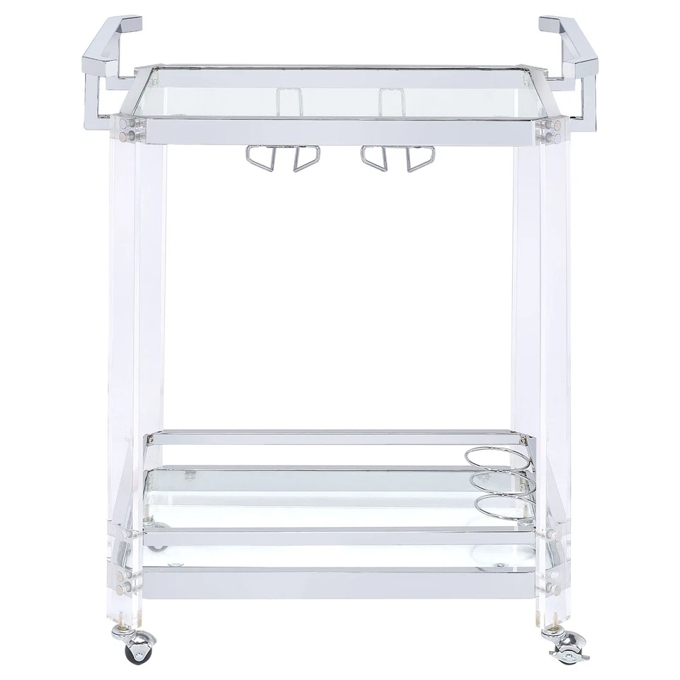 Carrinho de bar acrílico moderno Lucite carrinho de servir vidro vinho montanha-russa 902589 - Imagem 3 de 4