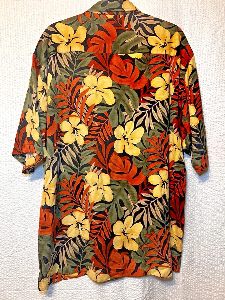 Camisa de campamento Loud Roberto Villini con botones para hombre estampado tropical XL SEDA $65 Foto 4 de 4