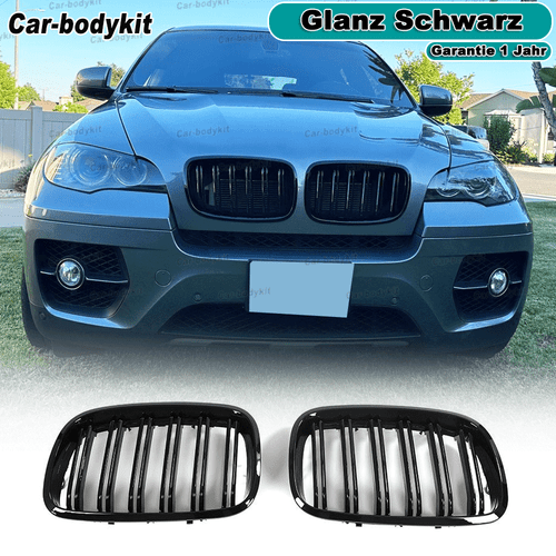 Griglia radiatore nera lucida griglia reni doppia barra per BMW X5 E70 X6 E71  - Foto 1 di 13