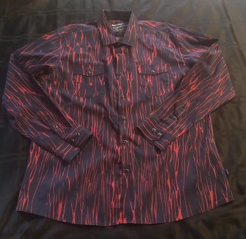 BARABAS LEOPARD flames ZEBRA mens XL long sleeve snap western shirt GEOMETRIC