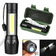MIni COB LED Flashlight Tactical Light Super Bright Torch USB Rechargeable Lamp