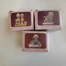 Lot of 3 Precious Moments Mini Figurine Our First Christmas, Baby's #3034