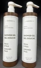2 Bottles Korres SHOWER GEL Fresh Citrus AGRUMES FRAIS 12.2oz in Each