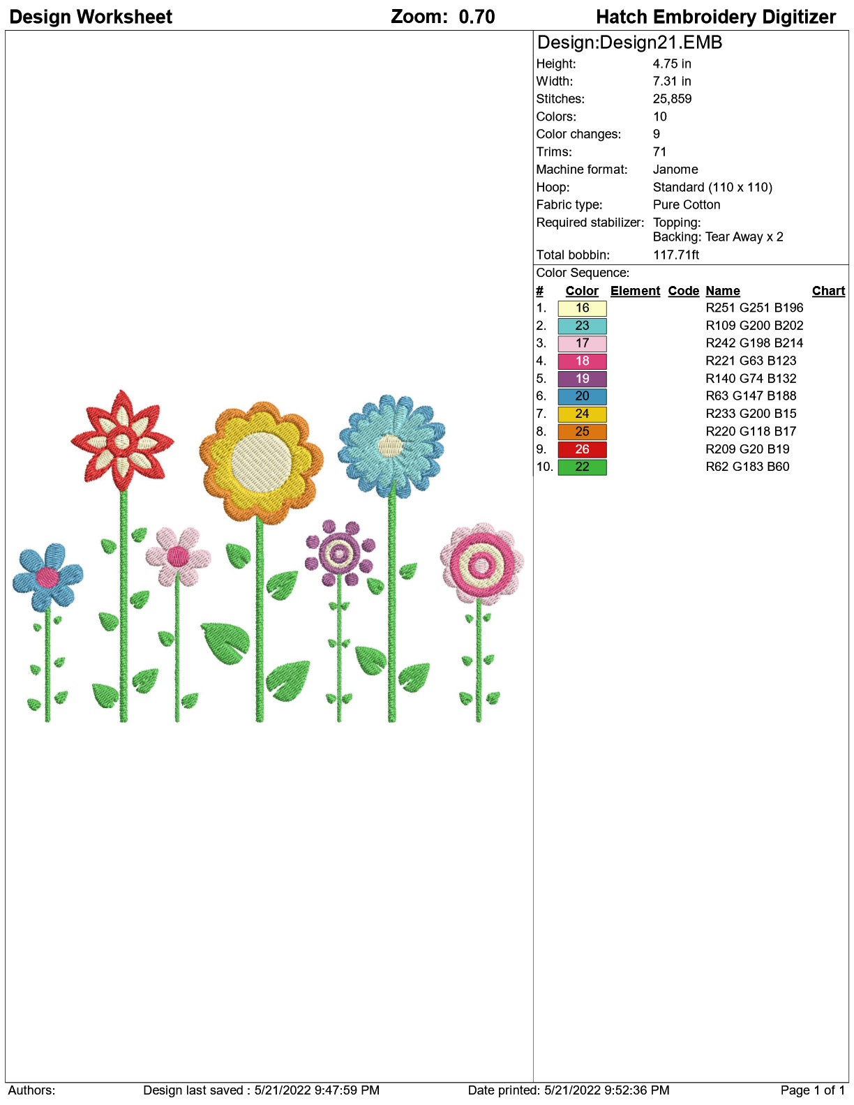 SUMMER FLOWERS EMBROIDERY MACHINE DESIGN PATTERN PES