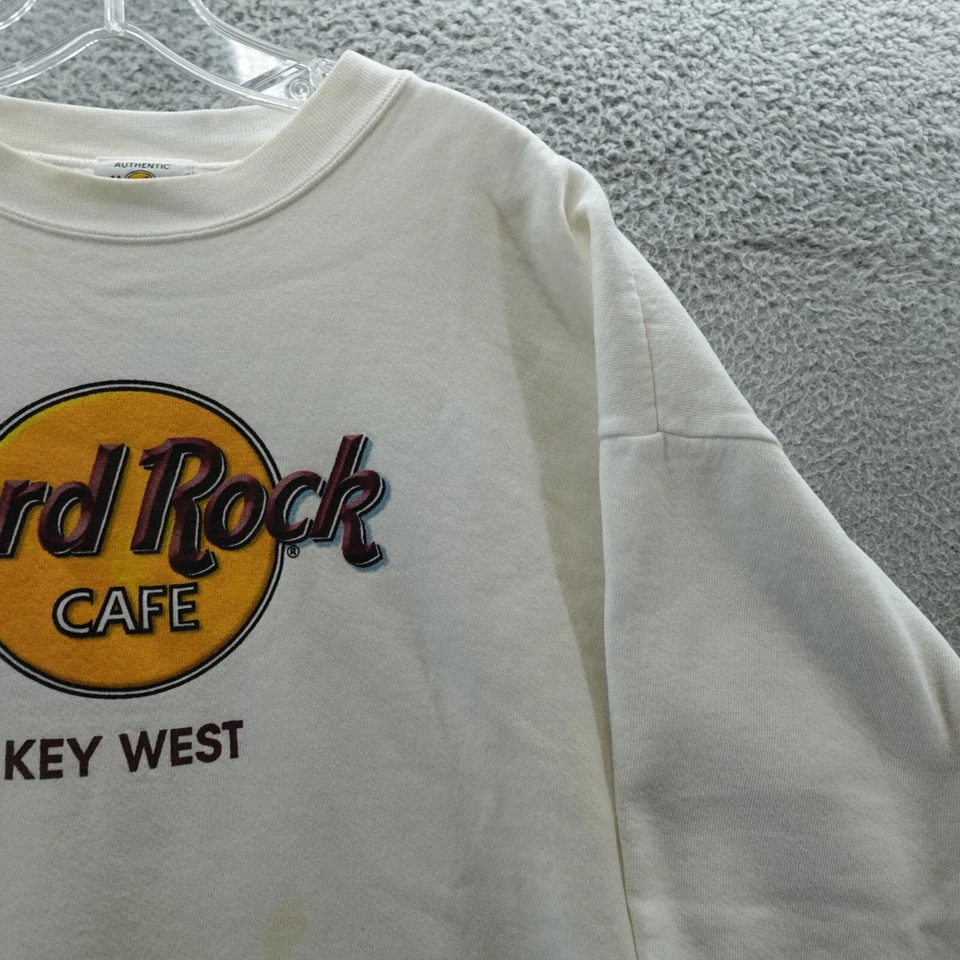 Vintage Hard Rock Sweater Adult XL White Pullover Key West Logo Casual Men's - Image 3 of 4
