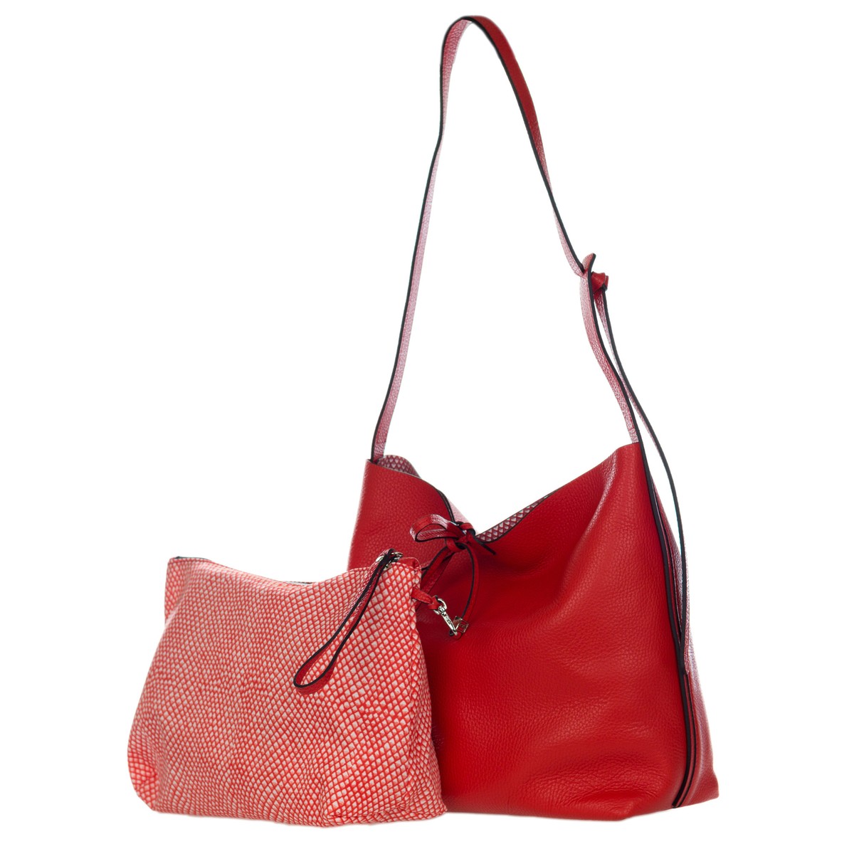 【関税&送料込】Gianni Chiarini Bags Coral Red Gianni Chiarini Italian Made Red Pebbled Leather Slouchy