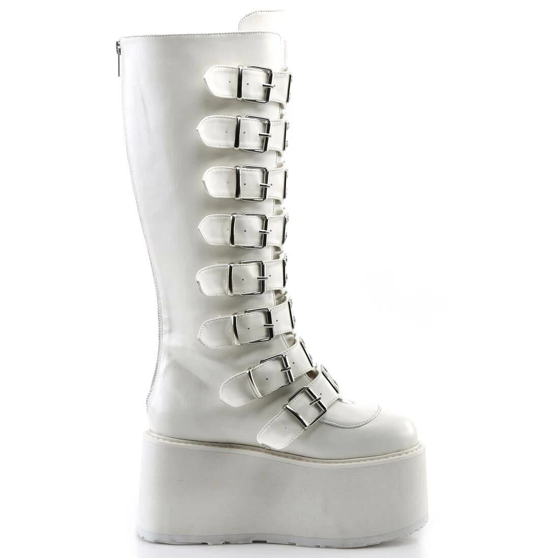 Demonia Damned 318 White Vegan Leather Platform Boots Ships in 2 4 Weeks