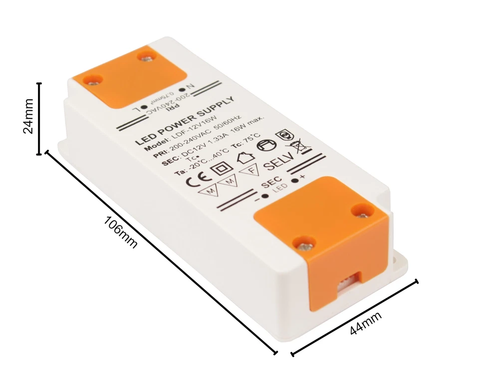 Mini LED Transformator 12V DC 1,3A 16W elektronischer Trafo Treiber Netzteil - Bild 2 von 4