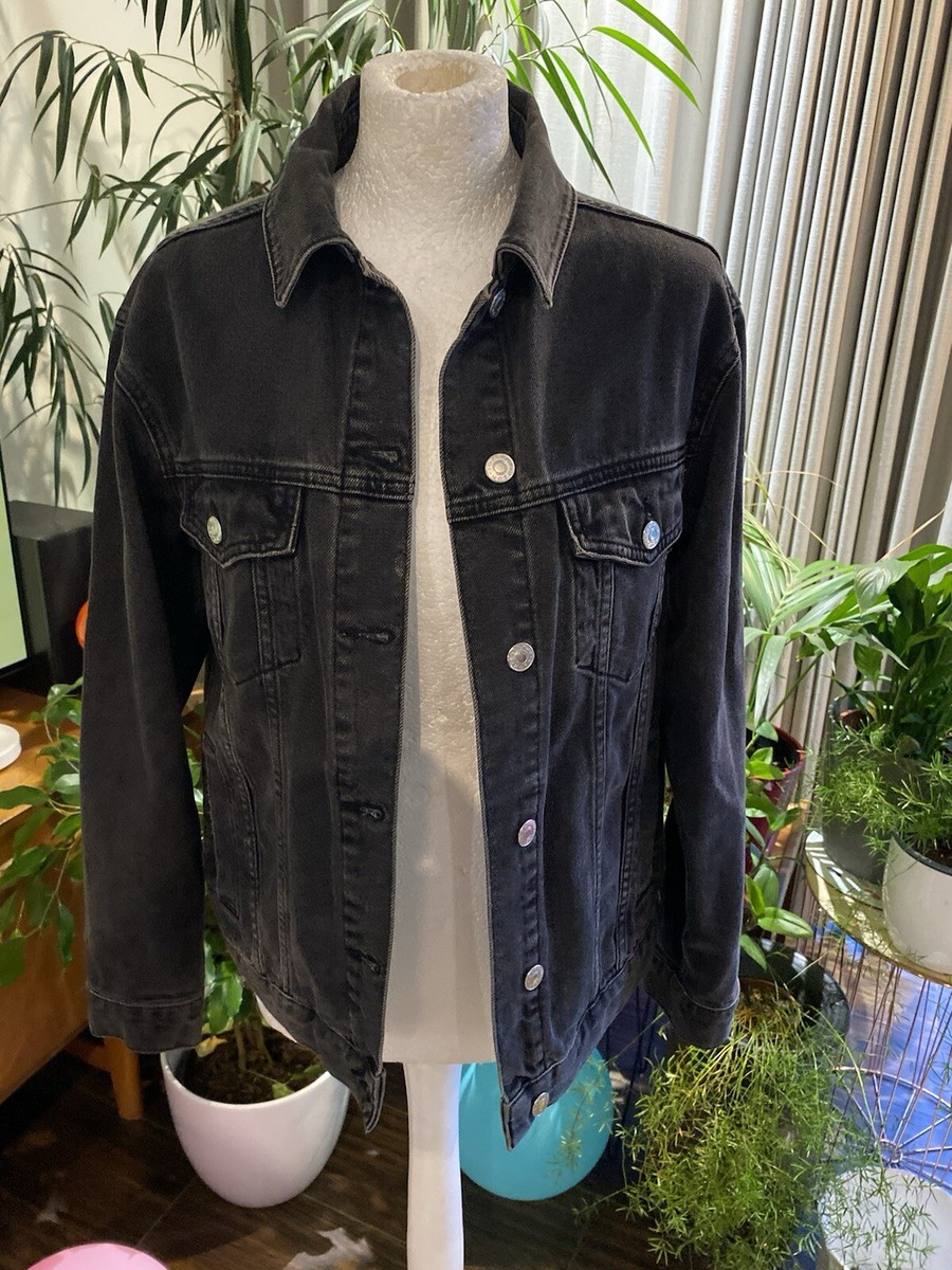 Cotton Denim Topshop Cropped Black Denim Jacket Topshop Moto Black