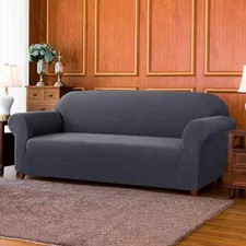 SUBRTEX 1-PIECE STRETCH SOFT SPANDEX SOFA SLIPCOVER FOR LOVESEAT 2 SEATER, GRAY
