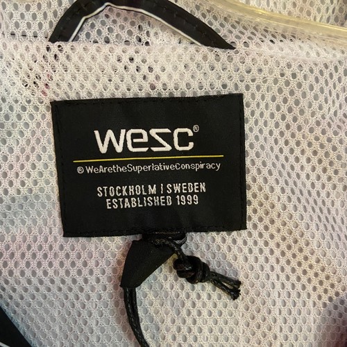 #5677 WESC Logo Cremallera Capucha Para Hombres Blanco y Negro Rayas Cortavientos Talla M - Imagen 5 de 10