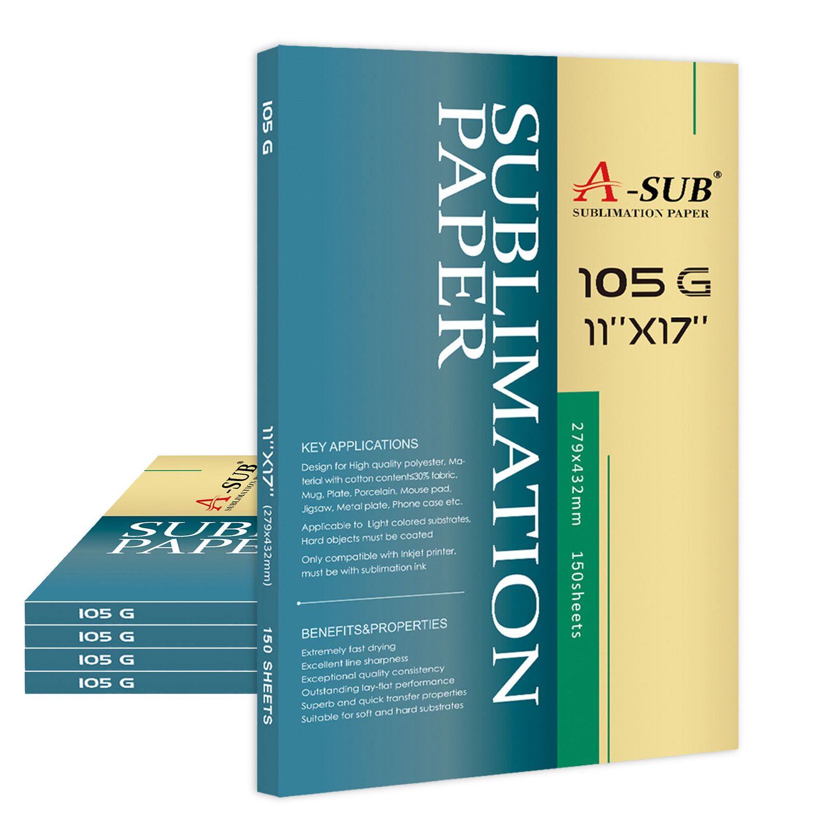Bulk 1500 Sheet A-SUB Sublimation Paper 11x17 105g Inkjet Heat Transfe Wholesale