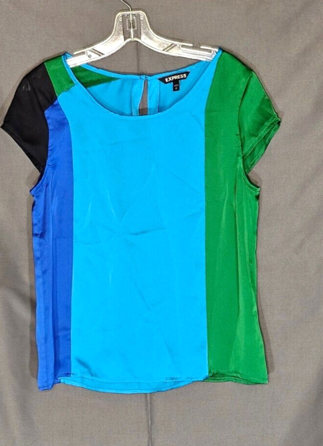 Express - Multicolor Cap Sleeve Polyester Blouse … - image 1