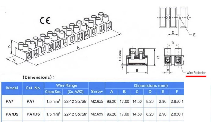 PA7DS _ Euro Terminal Strip Blocks _ 12 Pole Position _ rated 10A 300V _ PA7HDS - Image 3 of 3