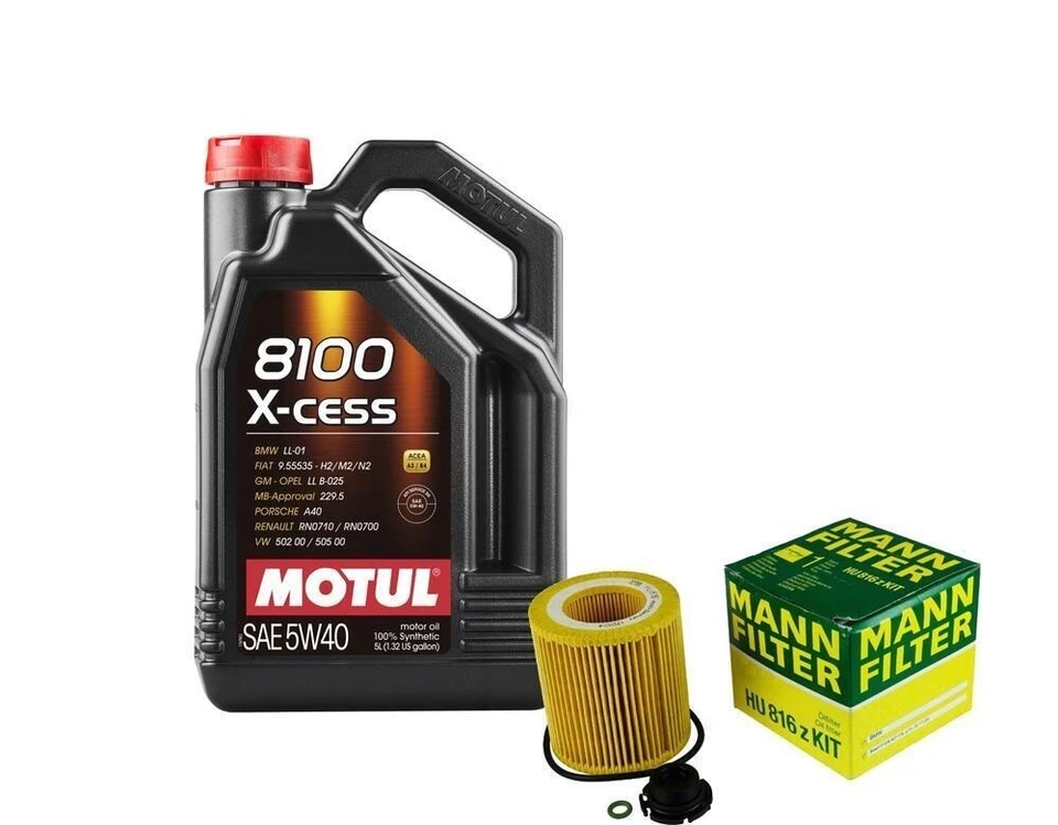 Kit de cambio de aceite de motor filtro Mann 5L Motul 8100 X-CESS 5W40 5L para BMW F30 328i 2.0 Foto 2 de 2