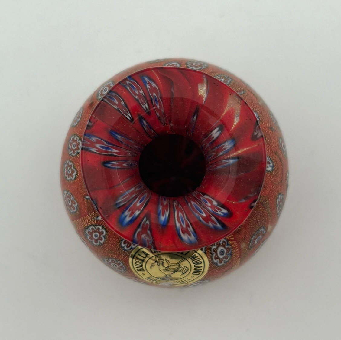 Italian Bucella Cristalli Murano Art Glass Millefiori Mini Vase