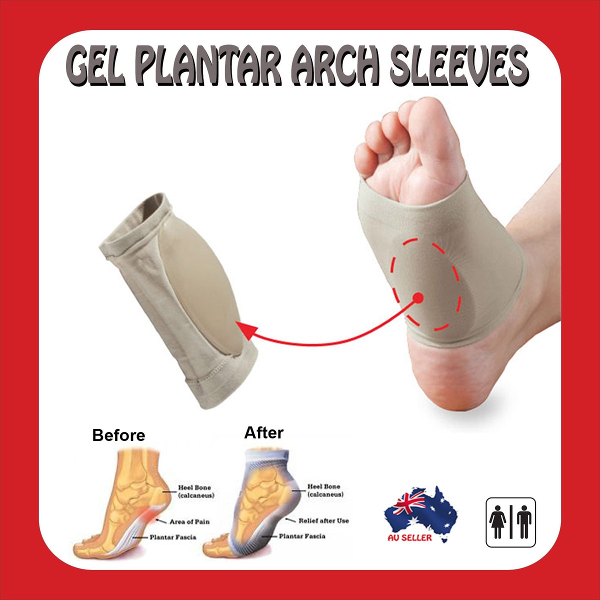 GEL ARCH Support Plantar Fasciitis Sleeve Cushion Foot Pain Heel
