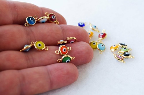 10 Pcs Turkish Evil Eye Connector Beads Evil Eye DIY Supplies Bracelet Supplies - Picture 4 of 5