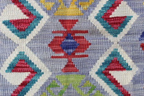 Kilim Vintage Traditionnel Fait Main Oriental Gris Bleu Laine Kilim 147x103cm - Bild 7 von 12