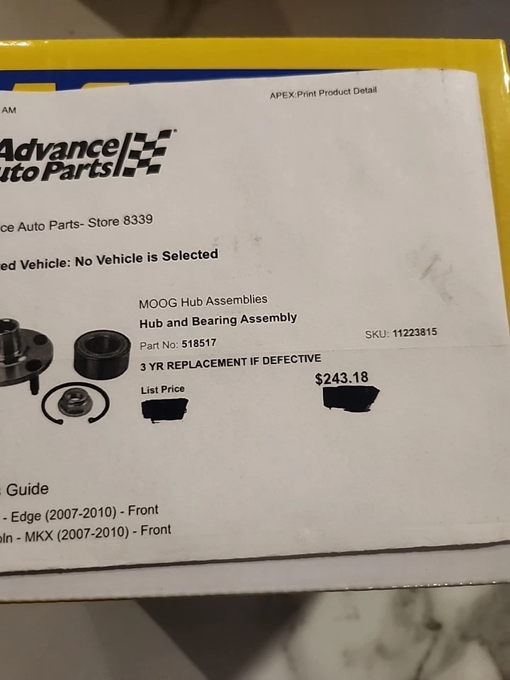 Kit de reparación de buje de rueda para Lincoln MKX 2007-2010 Ford Edge MOOG CONJUNTOS DE BUJE Foto 4 de 4