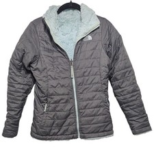 The North Face Mossbud Swirl Reversible Jacket Girls Large 14/16 Grey Mint