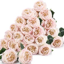 Giegxin 20 Pcs Peonies Artificial Flowers Light Pink