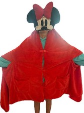 Disney Minnie Mouse Red Plush Hooded Wearable Blanket SUPER SOFT MINT COND