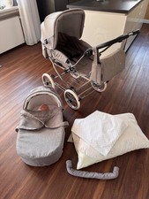 Hesba  Kinderwagen Leinen steingrau mit NEUEN Rädern !!!