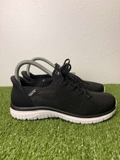 Skechers Virtue Swift Fit Knit Walking Shoes Womens 6 Black Hands Free Sneakers