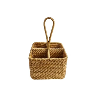 Porte-Télécommande En Rotin Matériau Naturel Panier En Rotin Tressé pour Bureau - Photo 1/4