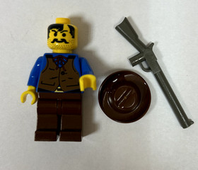 LEGO Cowboy vest blue shirt Western minifigure 6765 Gold City Junction