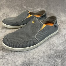 Olukai Nohea Mesh Men's Gray Orange Slip On Slide Boat Deck 10188-4242 SIZE 11
