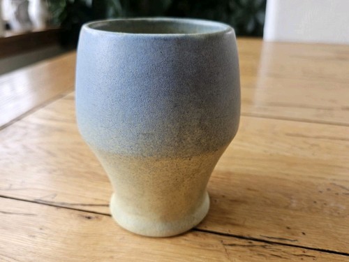 VTG 1930s DICKOTA POTTERY Yellow & Blue Vase/Cup  Dickinson Clay Products Co. ND