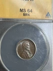 1916 1C BN Lincoln Cent Anacs MS-64 BRN