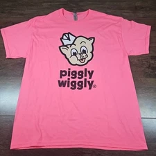 Piggly Wiggly Shirt Mens L Pink Gildan Heavy Cotton Just Another Day In Pigadise