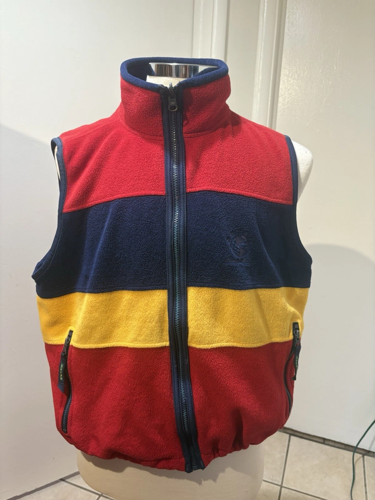Vintage 90s Eddie Bauer EBTEK Fleece Vest Jacket MediumOutdoorsman Hiking 1900s