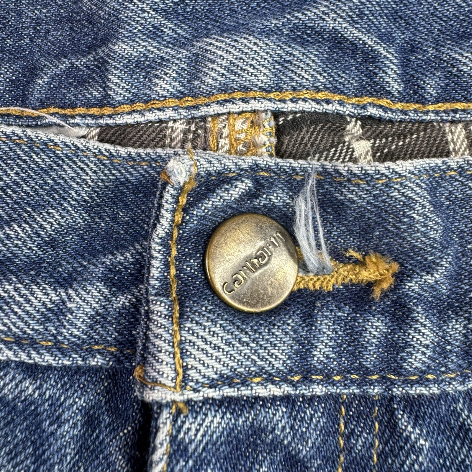 Vintage Carhartt Jeans Mens (36x33) Blue Denim Flannel Lined Workwear (Read) thumbnail 6