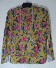 Ampersand Ave women  s Half Zip Floral mustard color Hoodie pullover size XS