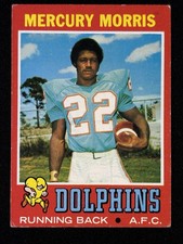 Topps 1971 #91 Mercury Morris Miami Dolphins Rookie Football Card. rookie card picture