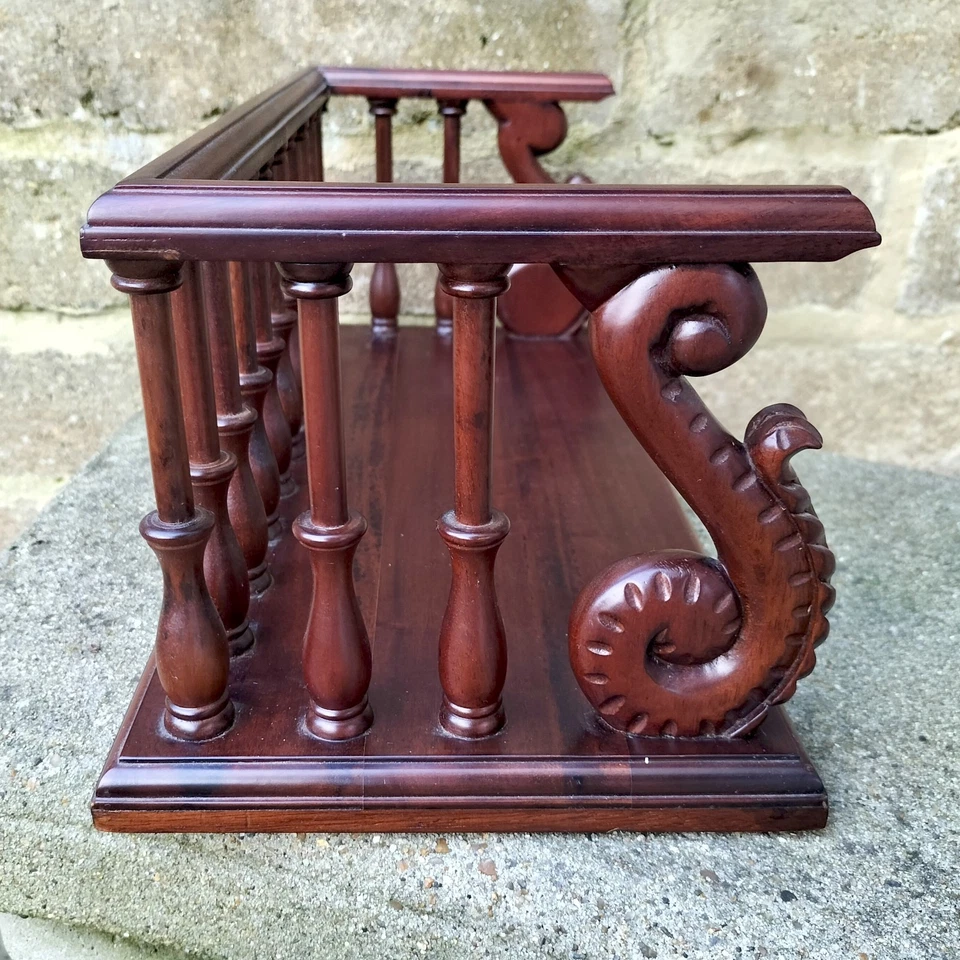 Vintage Mahogany Desk Book Shelf Holder,Ornate Antique Regency Style Trough,Old - Image 3 of 4