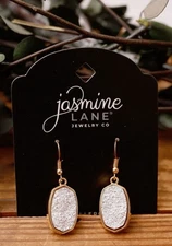 JASMINE LANE Dangle Earrings Hypoallergenic Gold Tone Faux Natural Stone