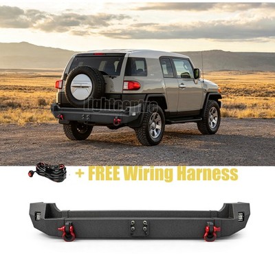 Aaiwa Steel Rear Bumper w/Lights& D-Rings + Wire For 2007-2014 Toyota FJ Cruiser