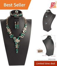 Black Leather Necklace Display Stand Jewelry Bust Organizer for Rings Earrings