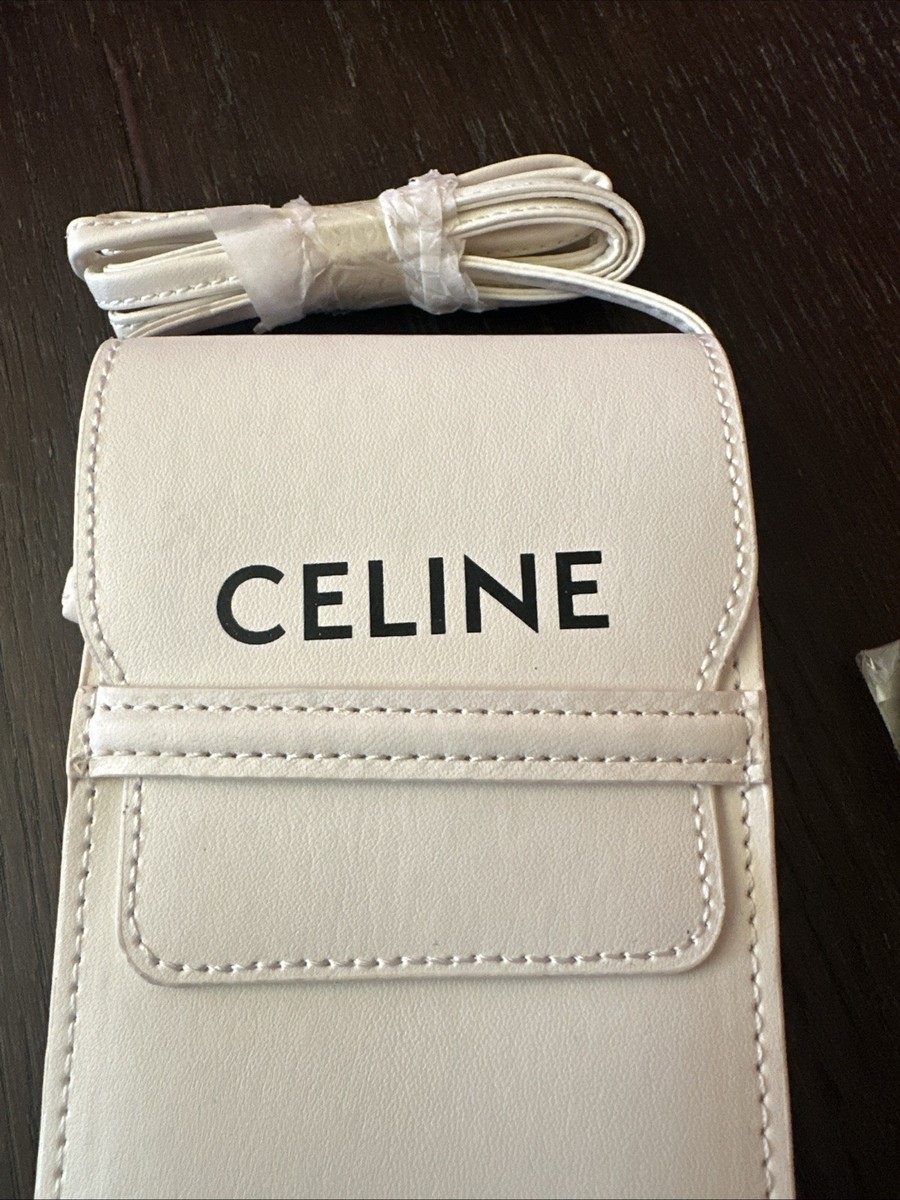 CELINE ホワイト ショルダーケース CELINE White Leather Crossbody pouch phone wallet sunglass