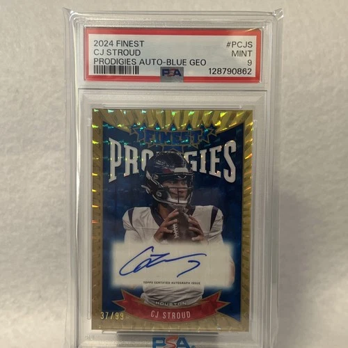 2024 Topps Finest Prodigies Autographs C.J. Stroud Blue GEOMETRIC/99 PSA 9 Mint