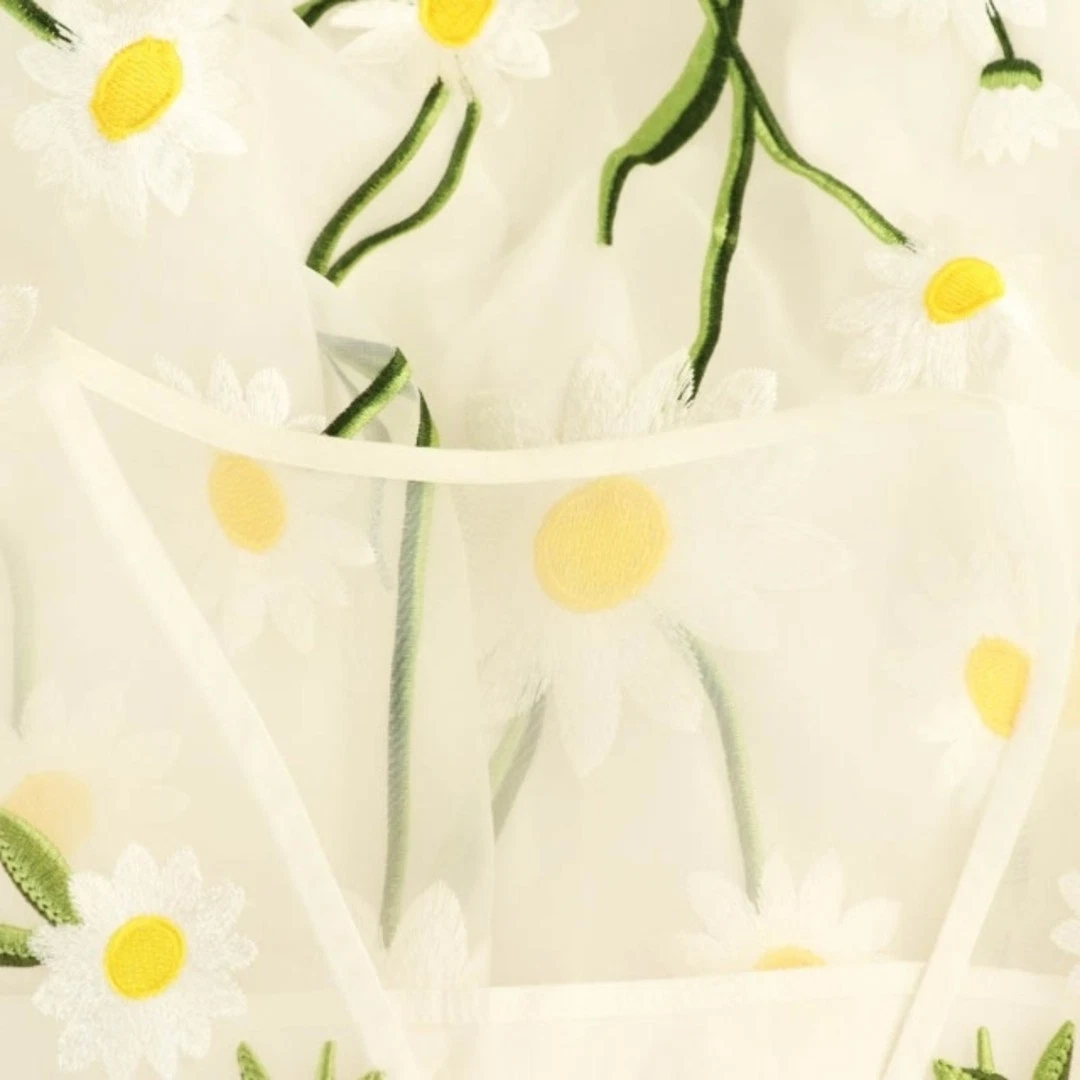 OFF WHITE Abito smanicato trasparente ricamato Chesty Margaret lungo 0 bianco sporco usatod3